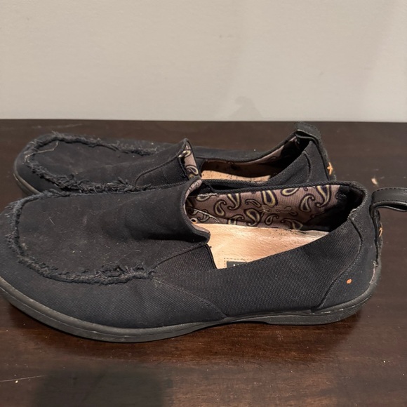 Casual Black Canvas Slip-On Loafers - Picture 1 of 5